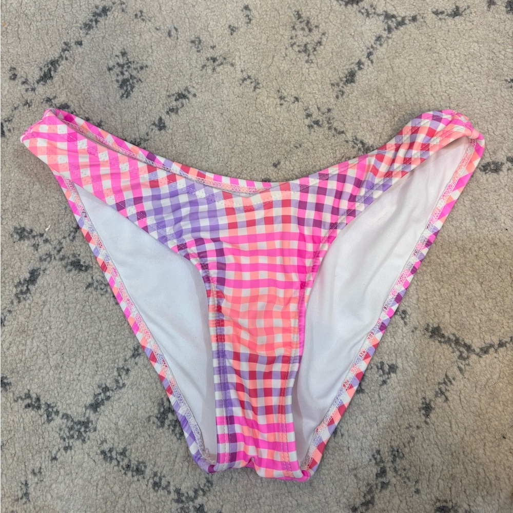 Xhilaration Pink and Purple Gingham Bikini Bottom
